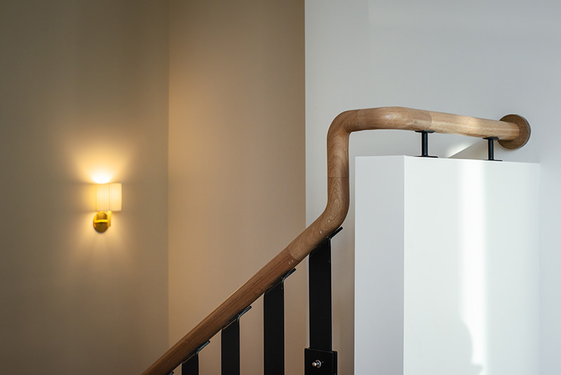 Contemporary timber handrail at Mosspennoch House